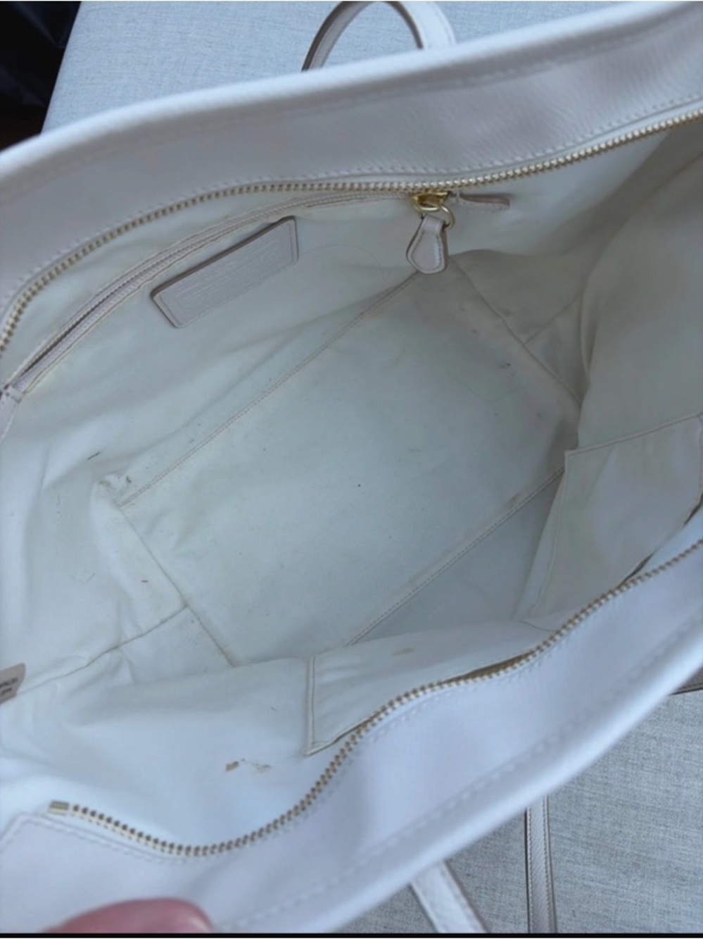 Coach White Leather Tote with Gold Accents - Picture 9 of 10